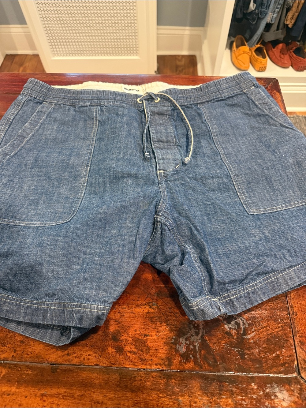Taylor Stitch Indigo Chambray Drawstring Jean Shorts